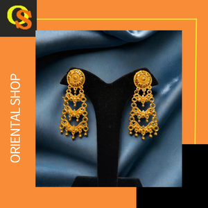 ชุดต่างหูชุบทอง22CT ชุดสำหรับผู้หญิงชุดต่างหูสไตล์ Jhumka ดีไซน์เป็นเอกลักษณ์ - Product Image 2