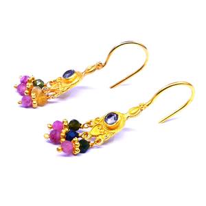 Multi turmalina azul Topacio pendiente señoras mujeres fiesta desgaste compromiso pendientes brillante oreja - Product Image 1