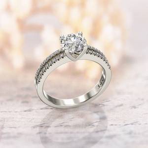 Anillo de Compromiso de Plata con Moissanita Premium de 1 Quilate, Corte Redondo, Diseño de Media Eternidad con Diamantes, Joyería de Lujo para Bodas, Venta al por Mayor - Product Image 2