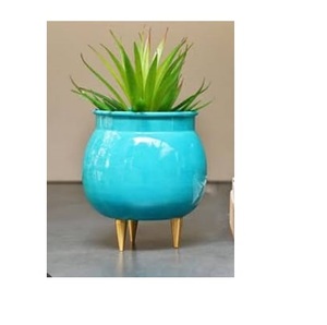 Pot de fleurs en métal de style unique, décoration de jardin d'intérieur, pot en émail métallique pour la décoration de banquet d'hôtel - Product Image 5