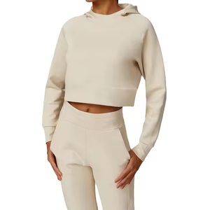 Femmes essentiel Gym sport survêtement haute qualité coton lourd survêtement veste décontracté Fitness vêtements doux confortable - Product Image 1