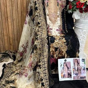 Stanton Bottom Organza bordado Dupatta nuevo Georgette traje bordado trabajo hecho a mano cosido en línea venta India paquistaní ropa - Product Image 1