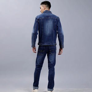 New Fashion Plus Size Customized Denim Stretch Cotton High Waist Casual Winter Breathable <b>Jeans</b> and Jacket Set for <b>Men</b> - Product Image 2