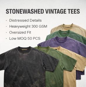 T-shirt Oversize Délavé à l'Acide 100% Coton Vintage, Col Rond, Manches Courtes, Streetwear Uni pour Homme - Product Image 6