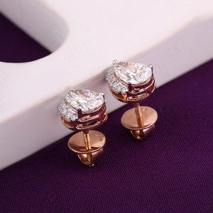 Pendientes de Diamante Cultivado en Laboratorio con Corte de Pera de 1.01CT, con Halo y Oro Rosa de 14K, Joyería Clásica de Compromiso para Regalo de Pareja - Product Image 5