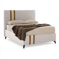 Lit double italien moderne, taille Queen/King, tête de lit personnalisable, boîte de rangement en option, rembourré 100% tissu, écologique