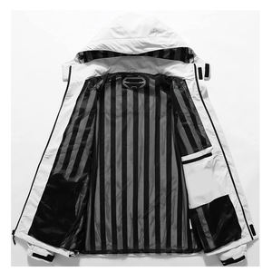 Chaqueta cortavientos duradera de tela ripstop para hombre con aislamiento para trabajo al aire libre Ropa informal elegante de gran tamaño de poliéster resistente al agua - Product Image 5