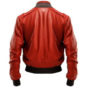 Chaqueta de bombardero de cuero personalizada con logotipo bordado de impresión para hombre y mujer ropa de calle prendas de vestir exteriores de moda fábrica OEM - Product Image 5