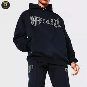 Traje de sudor de diamantes de imitación personalizado de alta calidad para hombres streetwear 100% traje de sudor de algodón personalizable - Product Image 5