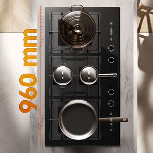 Exclusive 960mm Four-Burner Built-In Gas Cooktop Glass Surface Fast Heating Class Energy Efficiency Timer Available - Product Image 3