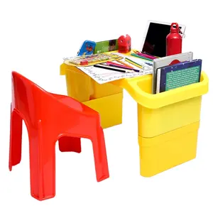 Mobili per la scuola scrivania e sedia per studenti in plastica set scrivania per bambini regolabile in altezza con supporto per laptop portatile