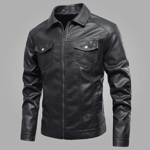 Chaqueta de cuero para hombre para motorista desgastada piel de cordero genuina Material de alta calidad Parka chaqueta hombres - Product Image 1
