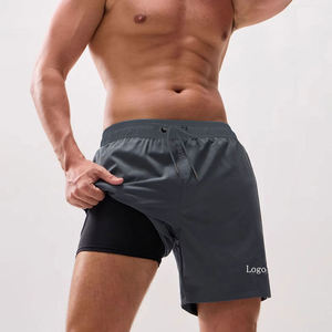 Short de basket-ball respirant de sport pour hommes, short d'été décontracté 2-en-1 en tricot, bermuda avec doublure intégrée, personnalisé, High Street - Product Image 5