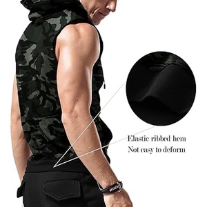 เสื้อกล้ามผู้ชายผ้าฝ้ายแขนกุดมีฮู้ด - Product Image 5
