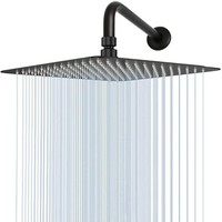 Cabezal de Ducha de Lluvia de Lujo en Acero Inoxidable SUS304 Negro, Cuadrado de 8 Pulgadas, para Proyectos Hoteleros