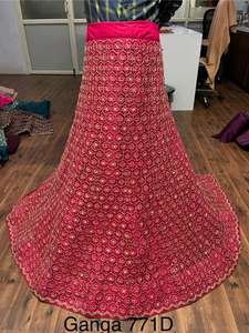 Filet de travail à paillettes lourd moderne longueur au sol Lehenga Choli femmes 3M Flair 2.5M quatre côtés Butti bordure brodée 1.2M Choli - Product Image 4