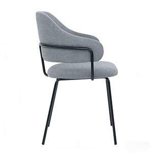 <span class=keywords><strong>Chaise</strong></span> de salle à manger nordique rembourrée en tissu avec dossier en forme de baril, accoudoirs et pieds en métal pour la maison, la cuisine et le salon - Product Image 3