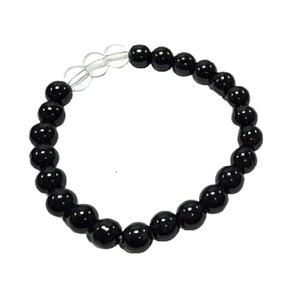 Crystal <b>bracelet</b> <b>Black</b> Obsidian & Clear crystal Round Beads <b>Bracelet</b> 8mm Stone Gemstone Fashion Men and <b>Women</b> Gift Energy - Product Image 2
