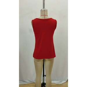 Women'<b>s</b> Strappy V-Neck Viscose <b>Blouse</b> with Eyelet Detail, 36270 - Red - Product Image 5