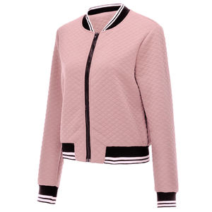 Ladies Slim Baseball Jacket Zip Front Long Sleeve Casual Outerwear Slim Fit Zip Outerwear - Product Image 4