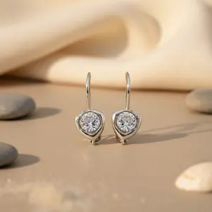 925 Silver Cubic Zirconia <b>Dangle</b> <b>Earrings</b> <b>Fashionable</b> Drop Design for Women's Gifts - Product Image 3