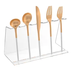 OEM/ODM personnalisé 5 pièces présentoir à couverts en acrylique, couteau de comptoir, cuillère et porte-fourchette pour la maison vaisselle de restaurant