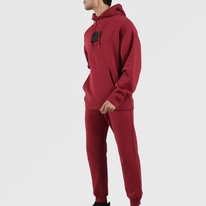 Ensemble de survêtement pour homme en molleton lourd avec patch sur la poitrine et pantalon de jogging, vêtements de sport décontractés chauds pour l'hiver - Product Image 1