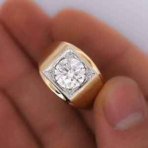 2.00 Carat Round Cut Moissanite Diamond Antique Men's <b>Statement</b> <b>Ring</b> Engagement Gift 925 Sterling Silver - Product Image 3