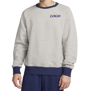 สเวตเชิ้ตคอกลมของผู้ชายผ้าฝ้ายหนาทรงพอดีตัวปกติผ้าคอตตอนขนแกะ100% ออกแบบโลโก้ได้ตามต้องการ - Product Image 1