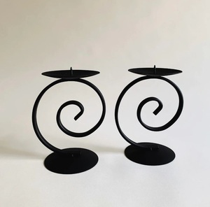 Handcrafted iron candle holder with elaborate decorative metal embellishments and lavishly detailed <b>ornamental</b> flourishes - Product Image 3