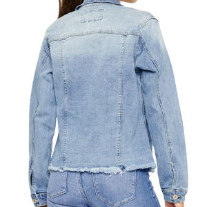 Chaqueta Vaquera de Mezclilla para Mujer, Nueva Moda, Lavada, Transpirable, de Manga Larga, Desgastada, Estilo Holgado, Ajustada, 100% Algodón, Venta al por Mayor - Product Image 3