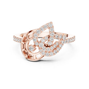 แหวนหมั้นเพชรทรงกลมสีเหลืองทอง 14K สำหรับผู้หญิง |   เพชรที่เพาะเลี้ยงใหม่ - Product Image 2