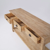 Console moderne en bois naturel avec 3 tiroirs - Idéale pour appartement, chambre ou hôtel