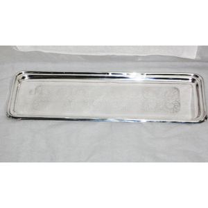 Long plateau rectangulaire en laiton plaqué argent, aspect classique, qualité supérieure, meilleure vente, plat en laiton de luxe, élégant, assiette en laiton - Product Image 1