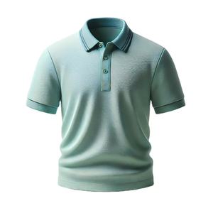 Traje de otoño para hombres de talla grande de algodón tejido para Polos rayas con botones etiqueta personalizada camisas deportivas de longitud corta Printe - Product Image 1