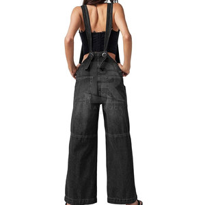 Peto de mujer de alta calidad Nuevo estilo Pantalones vaqueros de cintura alta Baberos Mono general Casual Fabricante OEM - Product Image 2
