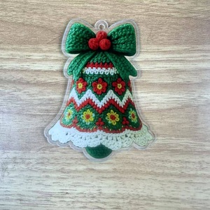Ornement de Noël en forme de cloche de style crochet, design personnalisé, acrylique plat 2D, couleur personnalisée, décoration suspendue de vacances, cadeau - Product Image 5