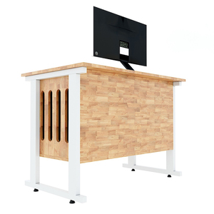 Rubber Wood Frame Computer <b>Desk</b> with CPU <b>Shelf</b> & Powder-Coated Iron Legs-CDS001 - Product Image 5