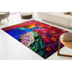 Alfombra de Lana con Diseño de Patchwork Colorido - Alfombra de Entrada Tradicional de Lujo, Ecológica, con Respaldo de Látex, Alfombra Suave - Product Image 2