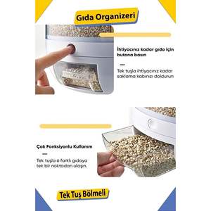 Organizador Multiusos Giratorio 360° de 6 Piezas, Plástico Gris, Tamaño Único, para Alimentos y Legumbres Secas, Hecho en Turquía - Product Image 6
