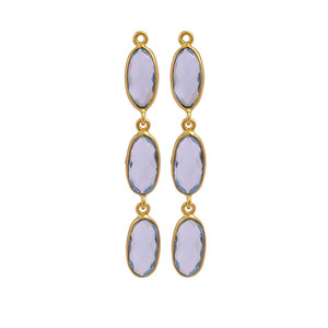 Customized <b>Blue</b> <b>Topaz</b> Single Bail Bezel <b>Earring</b> Connector Gold Plated Dangle Drop Style for Jewelry Making Components - Product Image 1