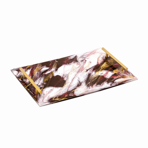 ร้านอาหารคาเฟ่โรงแรมที่ให้บริการจานอาหารผลไม้กาแฟเสิร์ฟถาดเสิร์ฟทำด้วยมือถาดเสิร์ฟพร้อมหูจับสีทอง - Product Image 5