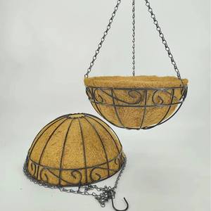HB007 Cesta Colgante de Alambre de Metal Ecológica con Revestimiento de Fibra de Coco para Jardinería de Interior y Exterior Al por Mayor - Product Image 2