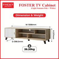 Meuble TV Moderne Minimaliste Foster, Console en Chêne Somana Blanc, 65 pouces+, Montage Facile, Idéal Appartement, Salon, Hôtel