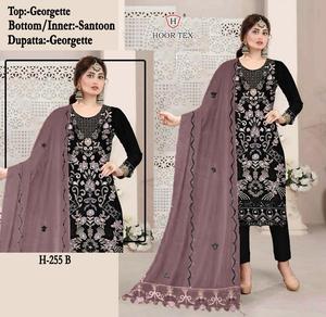 Georgette seda largo Kameez Dupatta Salwar traje bordado secuencia trabajo moda cosido vestido pakistaní boda último vestido - Product Image 5