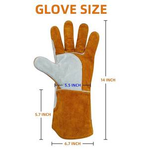 Gants de soudage en peau de chèvre Gants de soudage en cuir Arrivée Résistance à la chaleur Gants de sécurité raisonnables Résistance à la chaleur personnalisés - Product Image 4