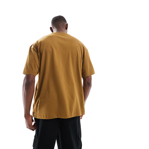 T-shirt décontracté à col rond marron pour homme, collection tendance avec motif tricoté personnalisé, vente en gros 100% coton OEM/ODM - Product Image 4