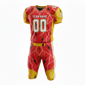 ชุดยูนิฟอร์มอเมริกันฟุตบอลแบบซับลิเมชั่นที่ปรับแต่งได้ พร้อมกางเกงขาสั้น ผลิตจากโพลีเอสเตอร์ 100% ระบายอากาศได้ดี พร้อมตำแหน่งโลโก้ด้านหน้า - Product Image 4