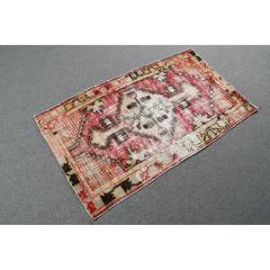 Tapis turc vintage 2,6x4,7 pi (79x142 cm), tapis à bordures rouges - Product Image 4