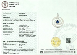 2.19 CTW จี้เพชรแบบเกลียวธรรมชาติ14K สีขาวทองทรงกลมพลอยแทนซาไนต์สร้อยคอหมุนวนเครื่องประดับสำหรับเจ้าสาวงานหมั้นไม่มี MOQ - Product Image 2